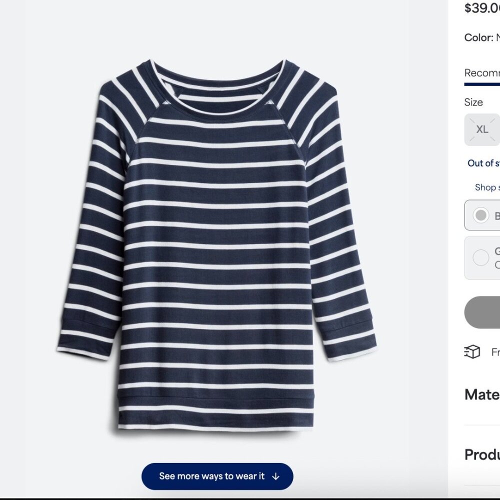 Navy/white XL MIX BY 41 HAWTHORN Arnold 3/4 Sleeve Knit Top